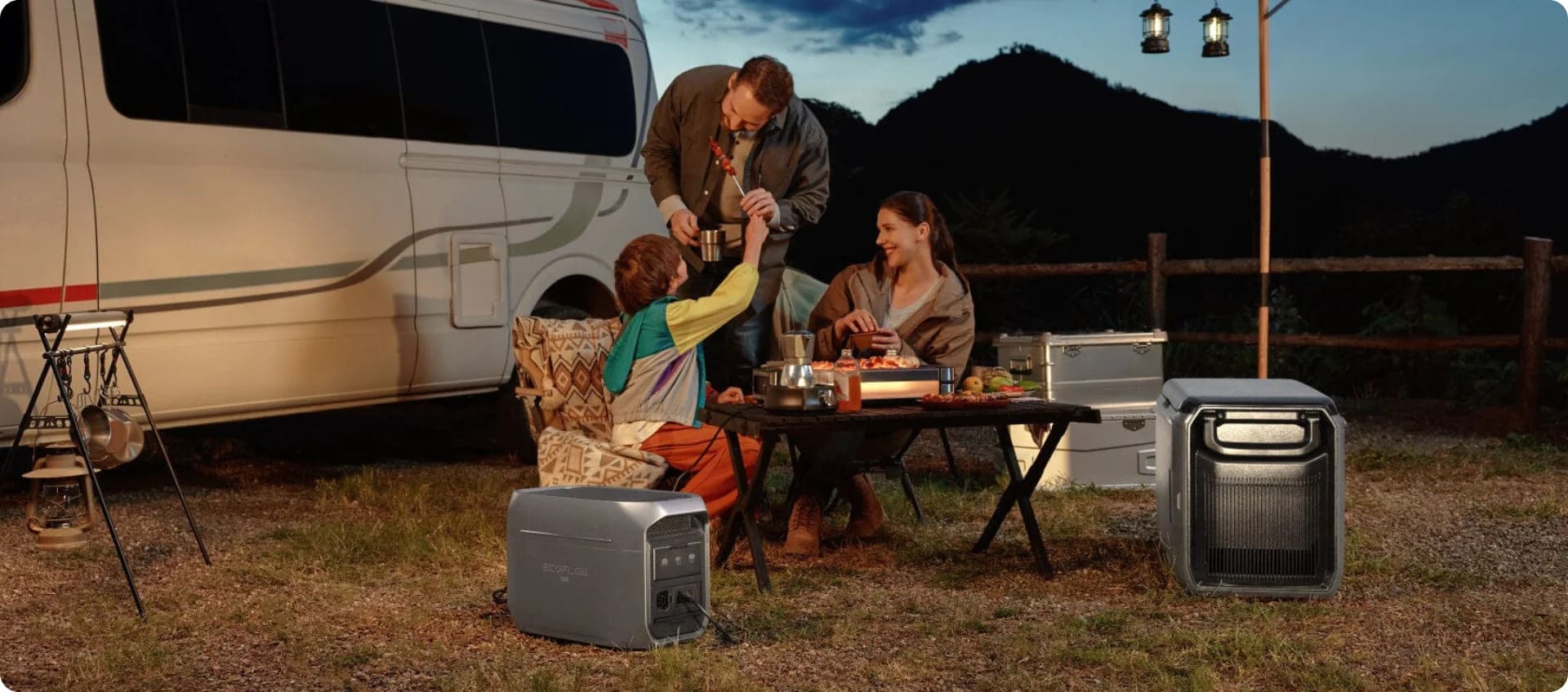 EcoFlow - DELTA 3 Max Plus - bateriová stanice na venkovní posezení u pikniku